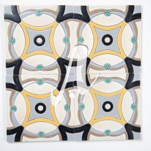 Gạch 3D Tây Ban Nha vòng tròn vàng ghi 15x15