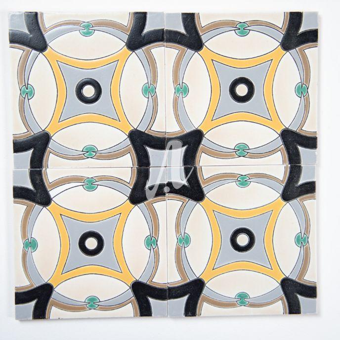 Gạch 3D Tây Ban Nha vòng tròn vàng ghi 15x15 Gạch 3D Tây Ban Nha vòng tròn vàng ghi 15x15