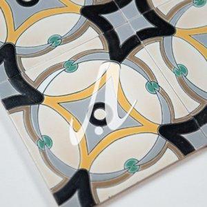 Gạch 3D Tây Ban Nha vòng tròn vàng ghi 15x15