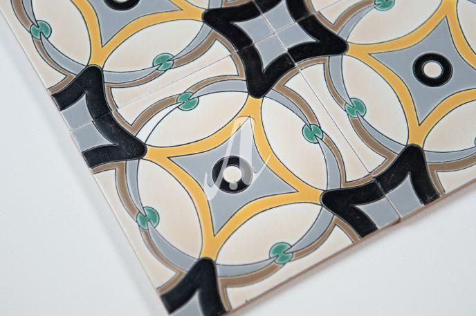 Gạch 3D Tây Ban Nha vòng tròn vàng ghi 15x15 Gạch 3D Tây Ban Nha vòng tròn vàng ghi 15x15