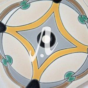 Gạch 3D Tây Ban Nha vòng tròn vàng ghi 15x15