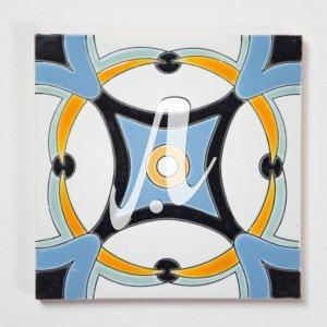 Gạch 3D Tây Ban Nha vòng tròn xanh đen 15x15