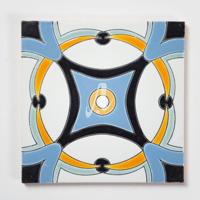 Gạch 3D Tây Ban Nha vòng tròn xanh đen 15x15 Gạch 3D Tây Ban Nha vòng tròn xanh đen 15x15