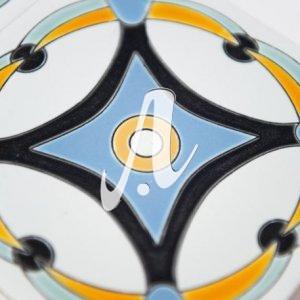 Gạch 3D Tây Ban Nha vòng tròn xanh đen 15x15