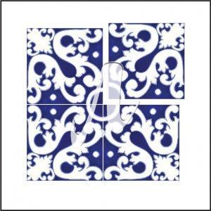 Gạch 3D Tây Ban Nha xanh trắng mẫu 4 20x20