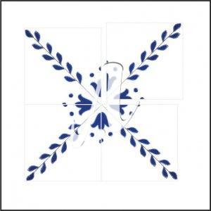 Gạch 3D Tây Ban Nha xanh trắng mẫu 6 20x20