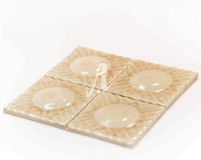 Gạch điểm 3D chấm tròn trắng kem 10x10 Gạch điểm 3D chấm tròn trắng kem 10x10