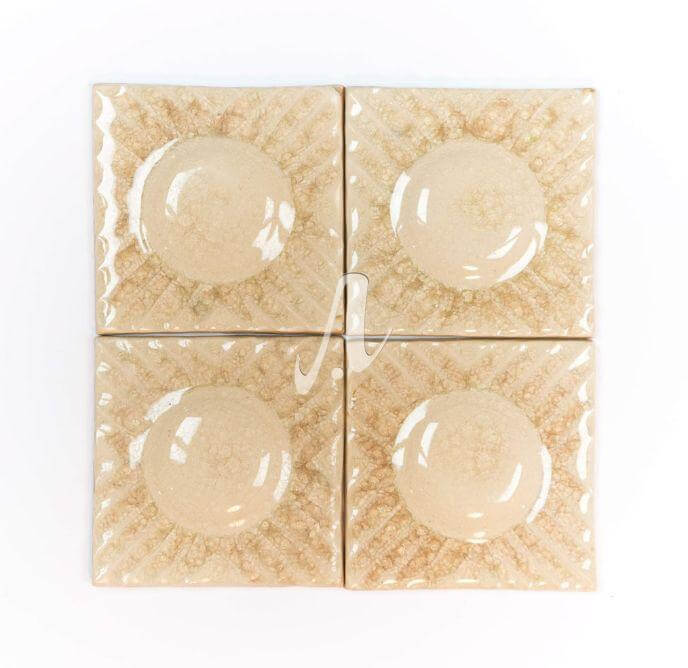 Gạch điểm 3D chấm tròn trắng kem 10x10 Gạch điểm 3D chấm tròn trắng kem 10x10