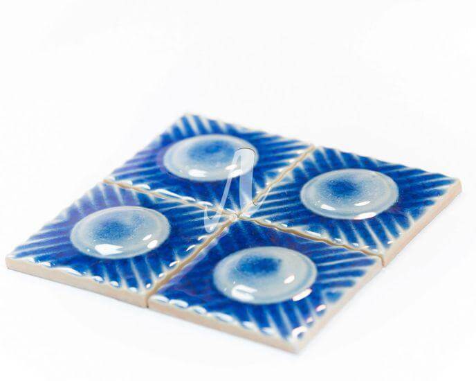 Gạch điểm 3D chấm tròn xanh coban 10x10 Gạch điểm 3D chấm tròn xanh coban 10x10