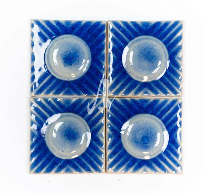 Gạch điểm 3D chấm tròn xanh coban 10x10 Gạch điểm 3D chấm tròn xanh coban 10x10