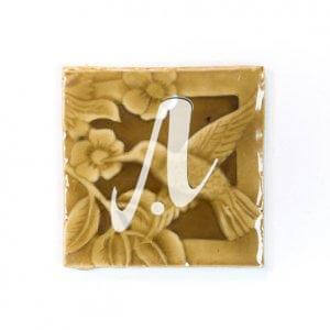 Gạch điểm 3D chim hoa hổ phách 10x10