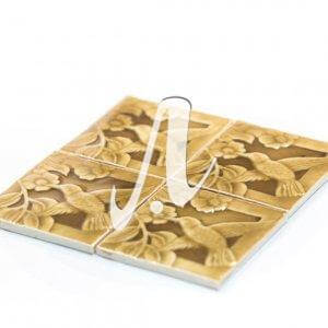 Gạch điểm 3D chim hoa hổ phách 10x10