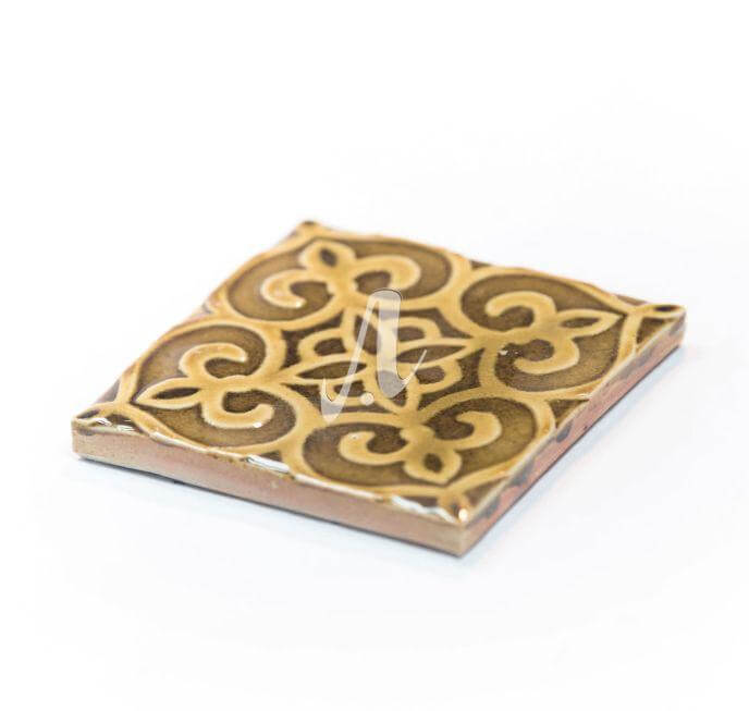 Gạch điểm 3D hoa rối hổ phách 10x10 Gạch điểm 3D hoa rối hổ phách 10x10