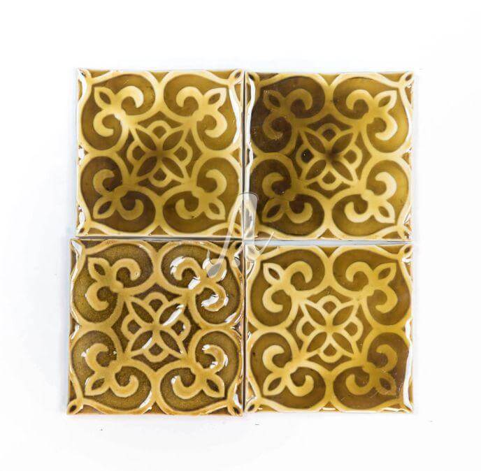 Gạch điểm 3D hoa rối hổ phách 10x10 Gạch điểm 3D hoa rối hổ phách 10x10