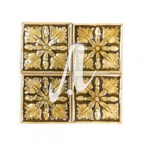 Gạch điểm 3D lá đối xứng hổ phách đậm 10x10