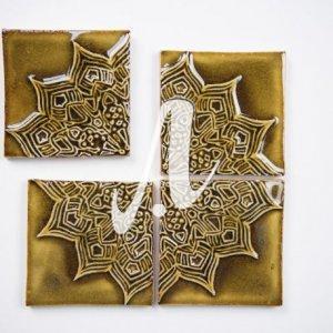 Gạch điểm 3D lá nho hổ phách 10x10