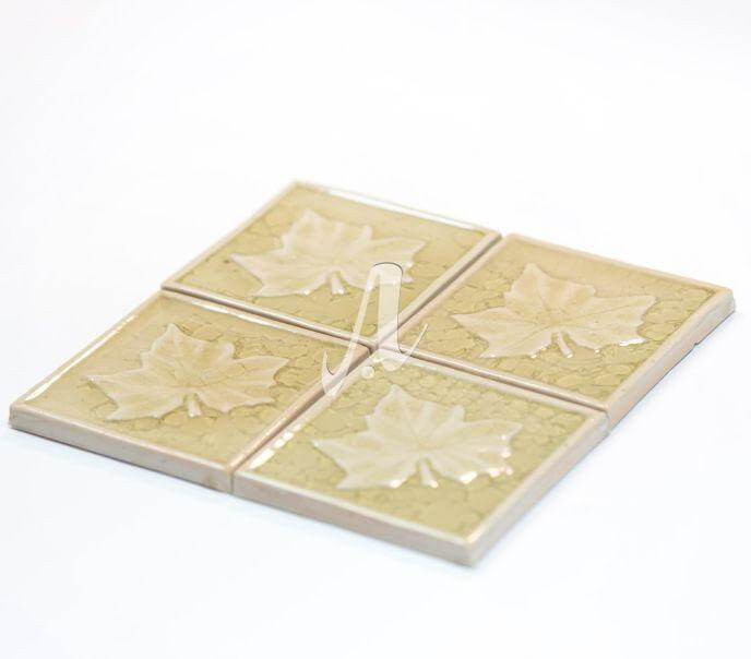 Gạch điểm 3D lá phong trắng kem 10x10 Gạch điểm 3D lá phong trắng kem 10x10