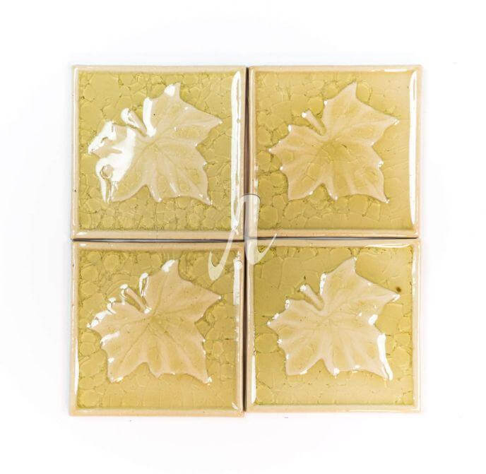 Gạch điểm 3D lá phong trắng kem 10x10 Gạch điểm 3D lá phong trắng kem 10x10