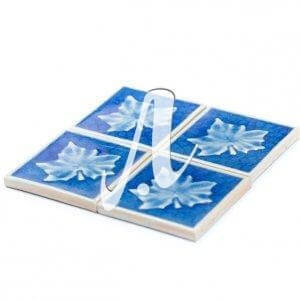 Gạch điểm 3D lá phong xanh coban 10x10