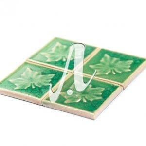 Gạch điểm 3D lá phong xanh cỏ úa 10x10