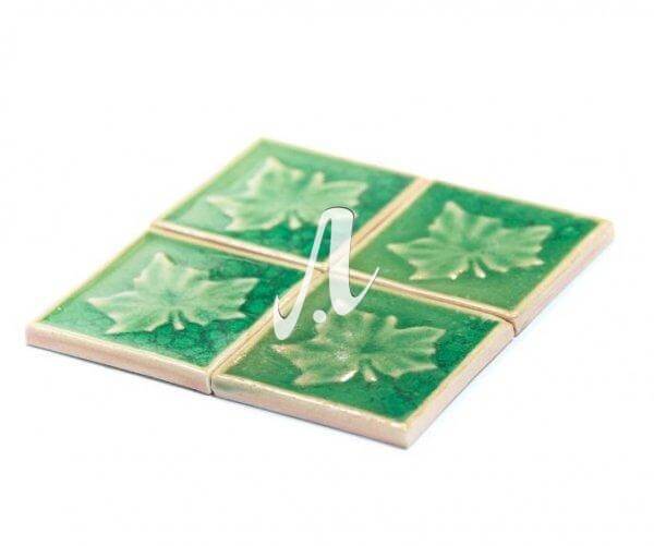 Gạch điểm 3D lá phong xanh cỏ úa 10x10