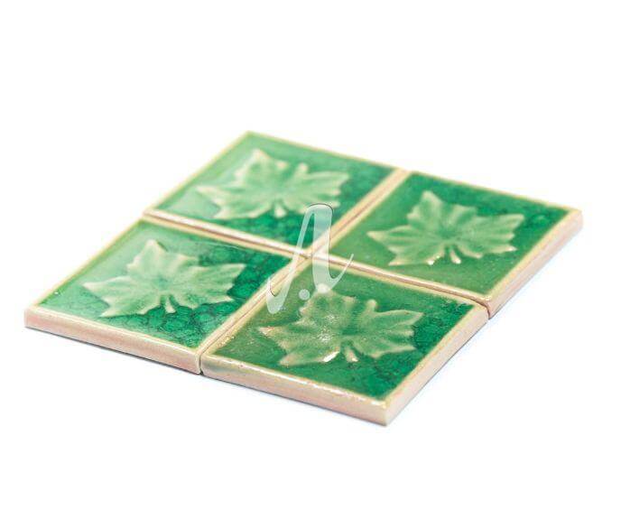 Gạch điểm 3D lá phong xanh cỏ úa 10x10 Gạch điểm 3D lá phong xanh cỏ úa 10x10