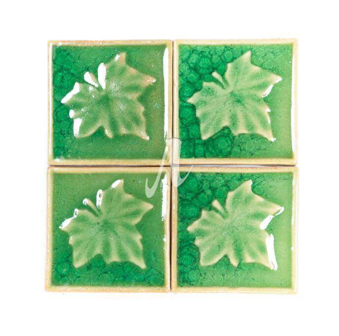 Gạch điểm 3D lá phong xanh cỏ úa 10x10 Gạch điểm 3D lá phong xanh cỏ úa 10x10