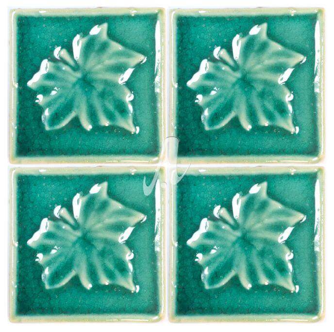 Gạch điểm 3D lá phong xanh lục bảo 10x10 Gạch điểm 3D lá phong xanh lục bảo 10x10