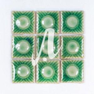 Gạch điểm 3D chấm tròn xanh non 5x5