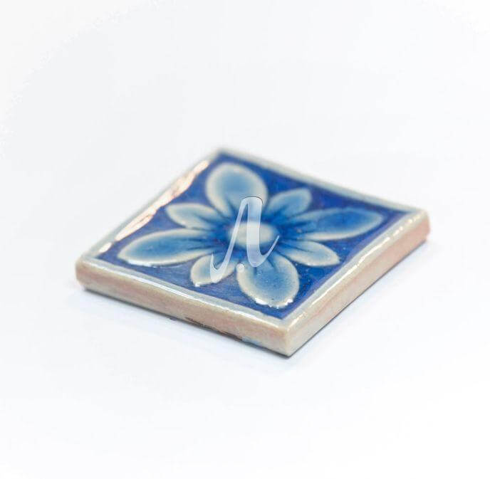 Gạch điểm 3D hoa mai xanh coban 6x6 Gạch điểm 3D hoa mai xanh coban 6x6