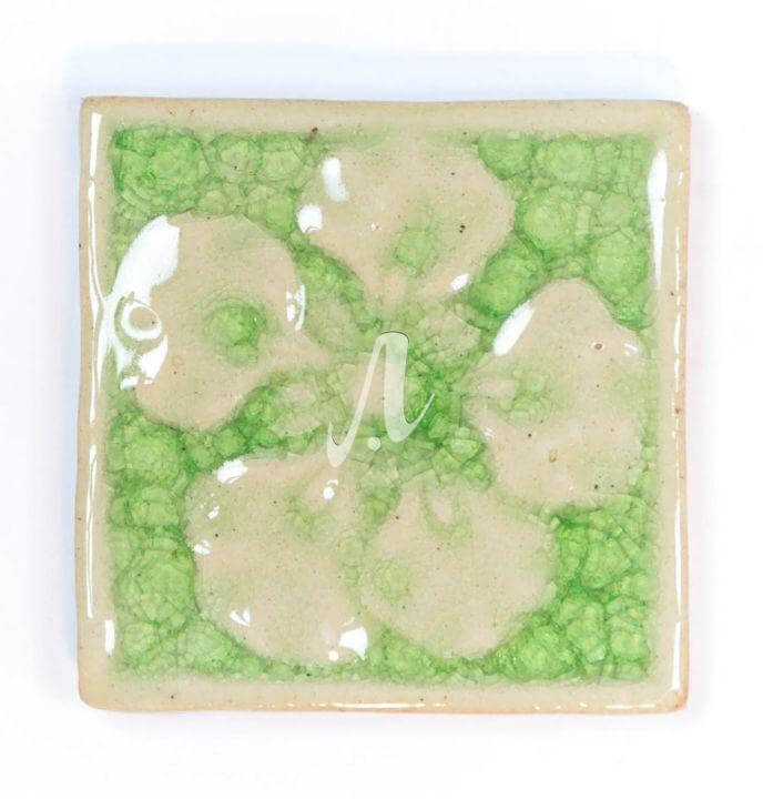 Gạch điểm 3D hoa đào xanh non 8x8