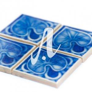 Gạch điểm 3D lá khoai xanh coban 8x8