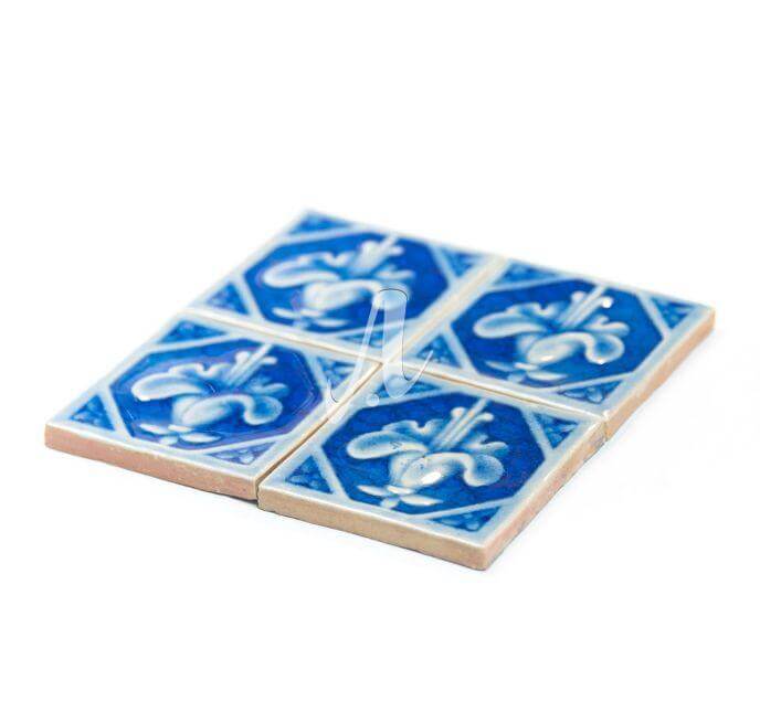 Gạch điểm 3D loa kèn xanh coban 8x8 Gạch điểm 3D loa kèn xanh coban 8x8