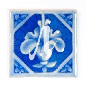 Gạch điểm 3D loa kèn xanh coban 8x8