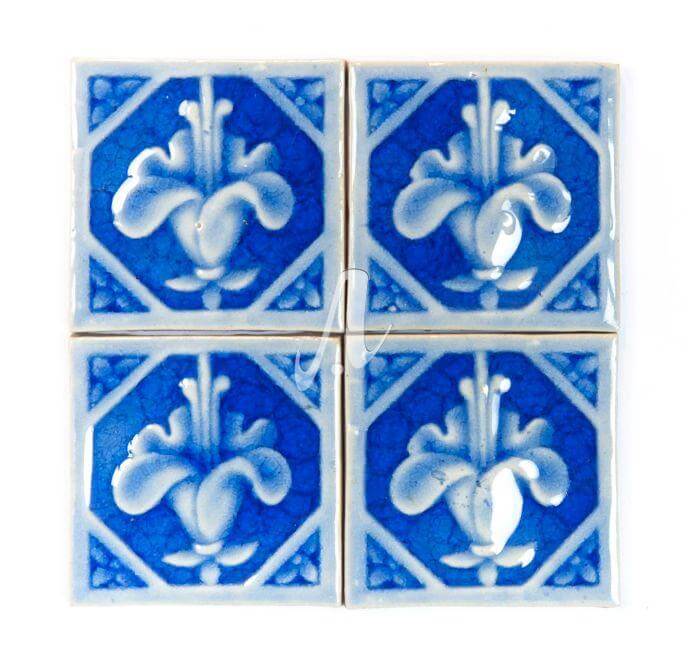 Gạch điểm 3D loa kèn xanh coban 8x8 Gạch điểm 3D loa kèn xanh coban 8x8