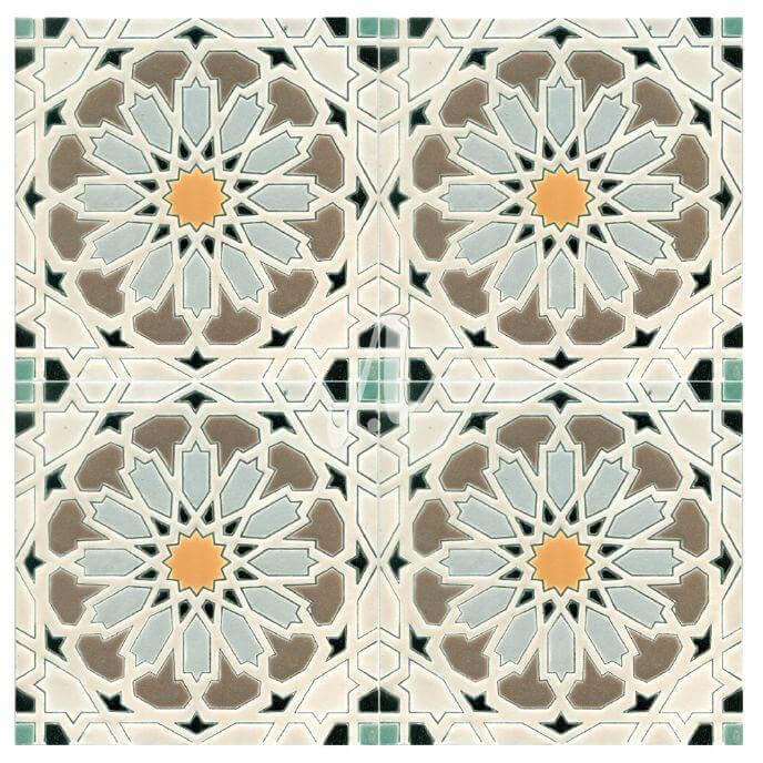 Gạch 3D Tây Ban Nha Moroccan vàng kem 20x20