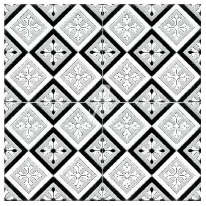 Gạch 3D Tây Ban Nha vuông ghi đen 20x20