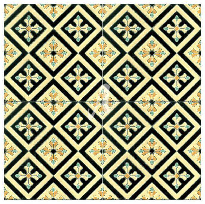 Gạch 3D Tây Ban Nha vuông vàng đen 20x20
